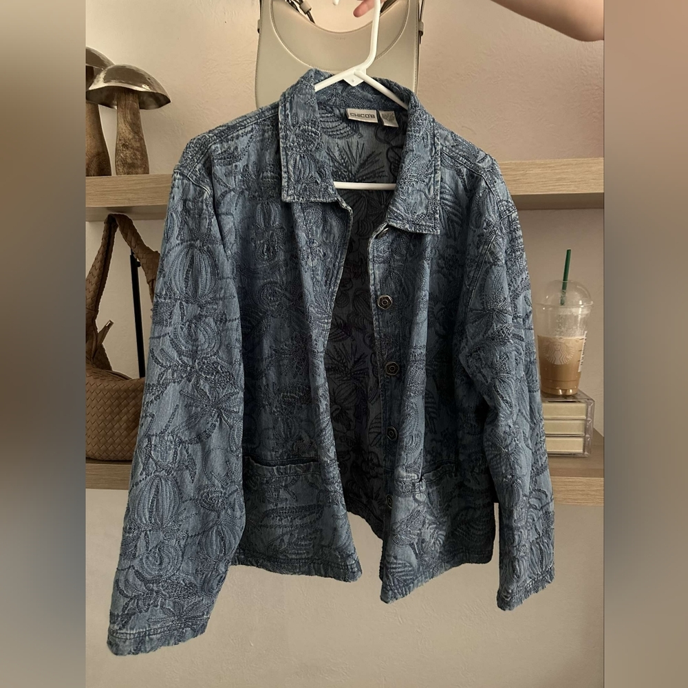 Vintage Chico's Embroidered Jean Jacket